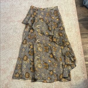 Dress Forum Asymmetrical Skirt in Brown and Cream Floral